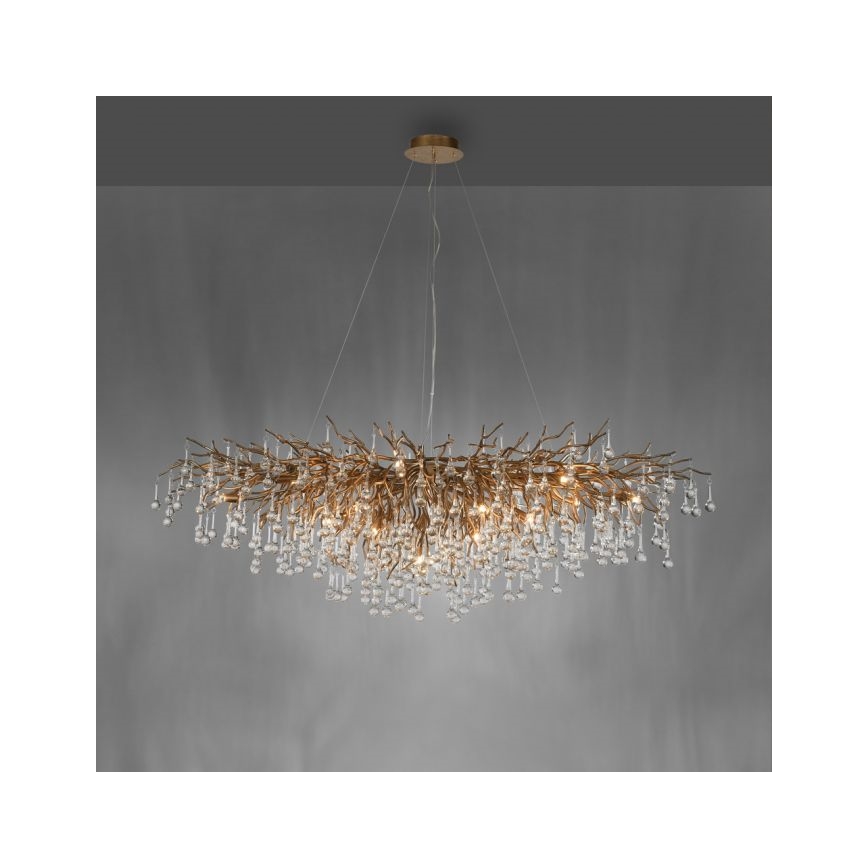 Paul Neuhaus 2031-11 - Lampadario a sospensione con filo ICICLE 15xG9/40W/230V 75x150 cm ottone