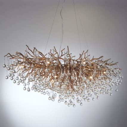 Paul Neuhaus 2031-11 - Lampadario a sospensione con filo ICICLE 15xG9/40W/230V 75x150 cm ottone