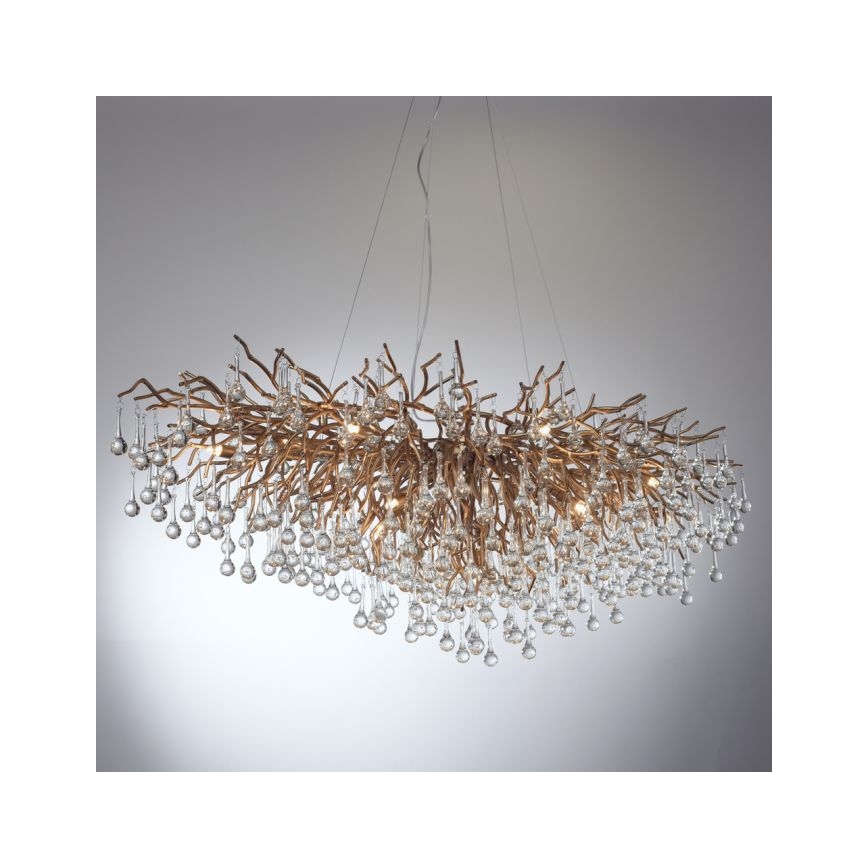 Paul Neuhaus 2031-11 - Lampadario a sospensione con filo ICICLE 15xG9/40W/230V 75x150 cm ottone