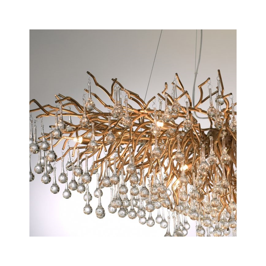 Paul Neuhaus 2031-11 - Lampadario a sospensione con filo ICICLE 15xG9/40W/230V 75x150 cm ottone