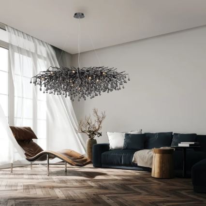 Paul Neuhaus 2031-18 - Lampadario a sospensione con cavi ICICLE 15xG9/40W/230V 75x150 cm nero