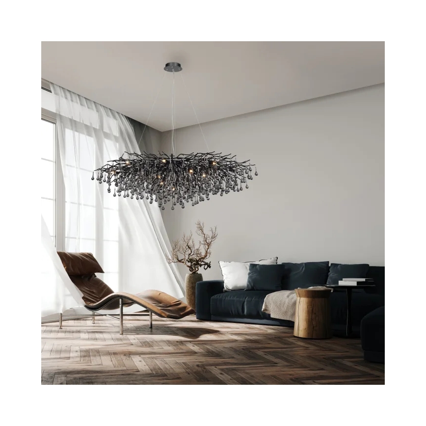 Paul Neuhaus 2031-18 - Lampadario a sospensione con cavi ICICLE 15xG9/40W/230V 75x150 cm nero