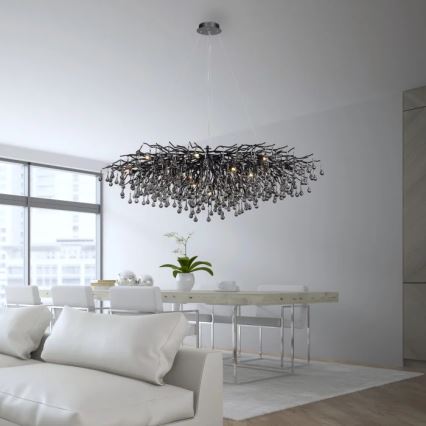 Paul Neuhaus 2031-18 - Lampadario a sospensione con cavi ICICLE 15xG9/40W/230V 75x150 cm nero