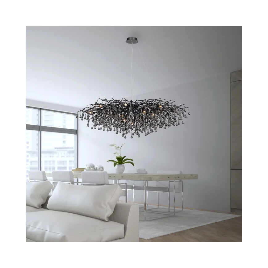 Paul Neuhaus 2031-18 - Lampadario a sospensione con cavi ICICLE 15xG9/40W/230V 75x150 cm nero