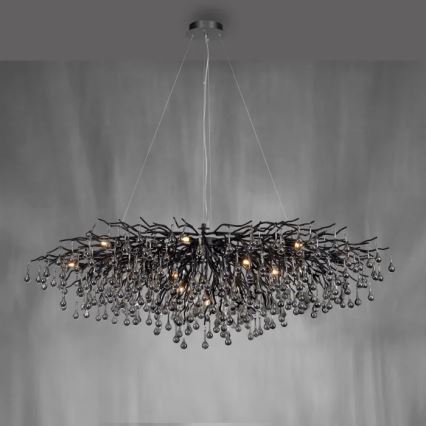 Paul Neuhaus 2031-18 - Lampadario a sospensione con cavi ICICLE 15xG9/40W/230V 75x150 cm nero