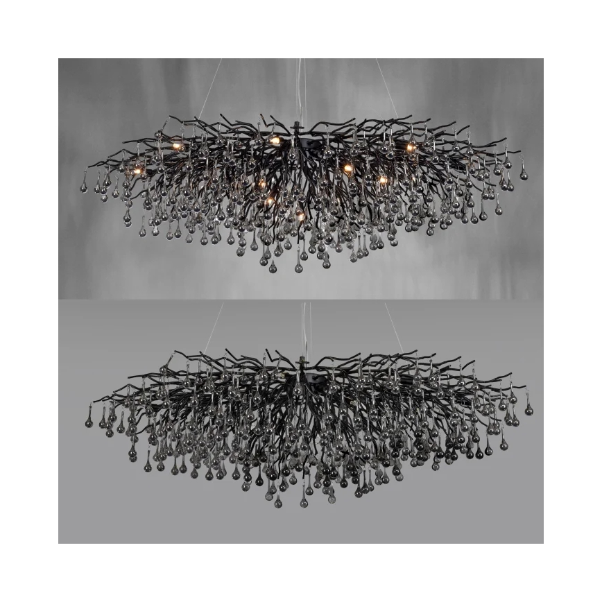 Paul Neuhaus 2031-18 - Lampadario a sospensione con cavi ICICLE 15xG9/40W/230V 75x150 cm nero
