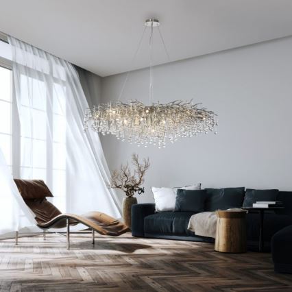 Paul Neuhaus 2031-55 - Lampadario a sospensione con filo ICICLE 15xG9/40W/230V 75x150 cm cromo lucido
