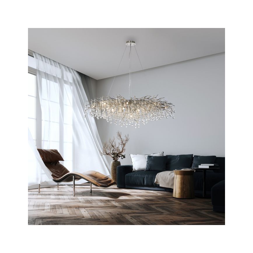 Paul Neuhaus 2031-55 - Lampadario a sospensione con filo ICICLE 15xG9/40W/230V 75x150 cm cromo lucido