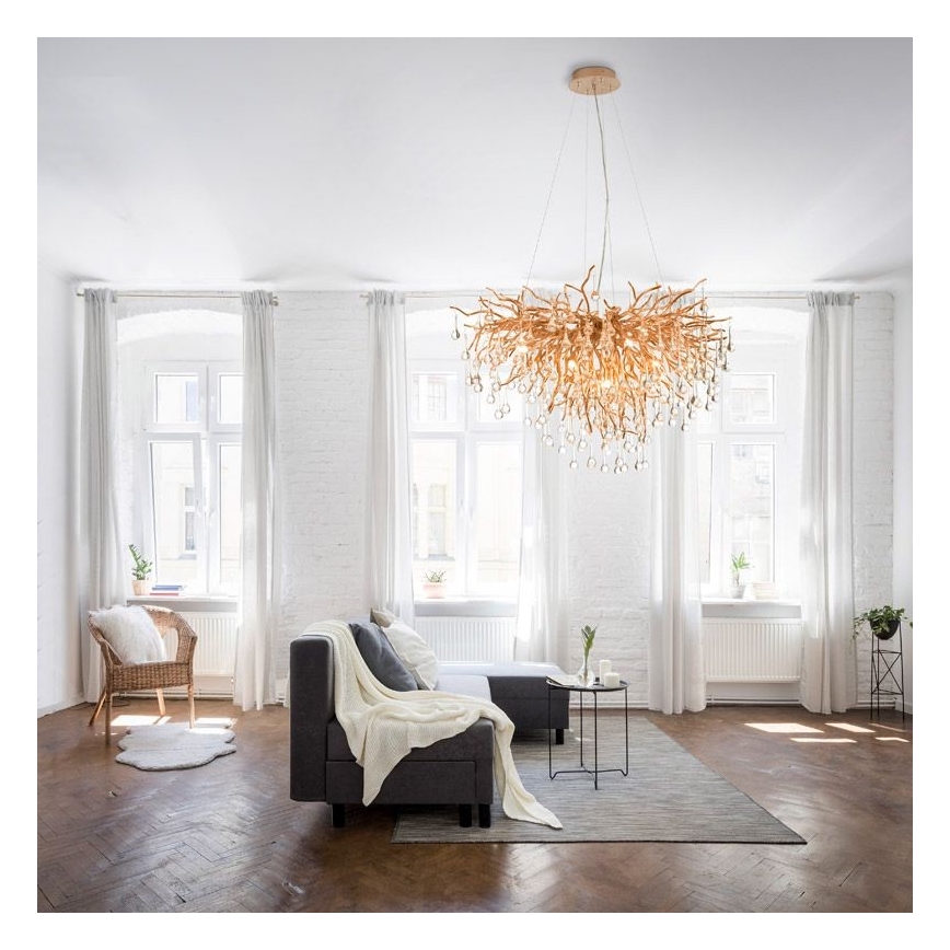 Paul Neuhaus 2192-11 - Lampadario a sospensione con filo ICICLE 10xG9/40W/230V 50x100 cm ottone