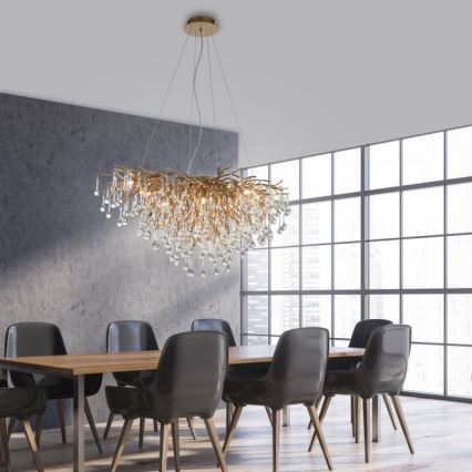 Paul Neuhaus 2192-11 - Lampadario a sospensione con filo ICICLE 10xG9/40W/230V 50x100 cm ottone