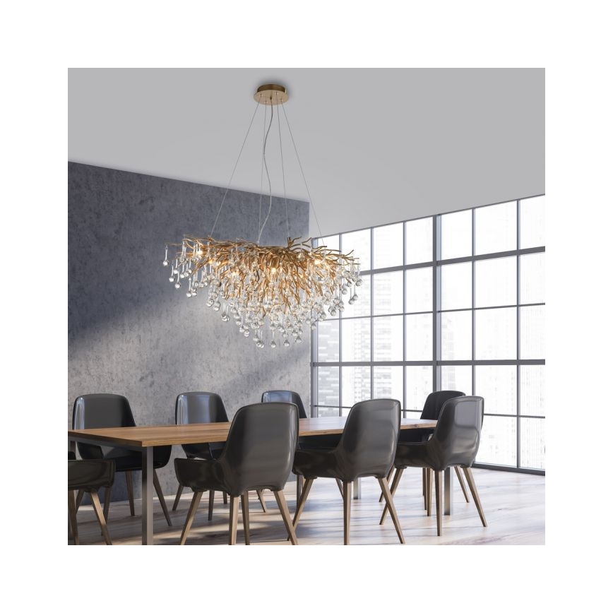 Paul Neuhaus 2192-11 - Lampadario a sospensione con filo ICICLE 10xG9/40W/230V 50x100 cm ottone