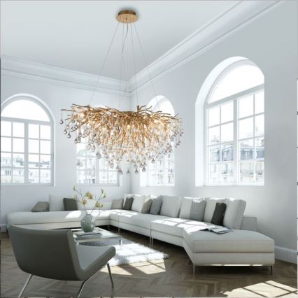 Paul Neuhaus 2192-11 - Lampadario a sospensione con filo ICICLE 10xG9/40W/230V 50x100 cm ottone