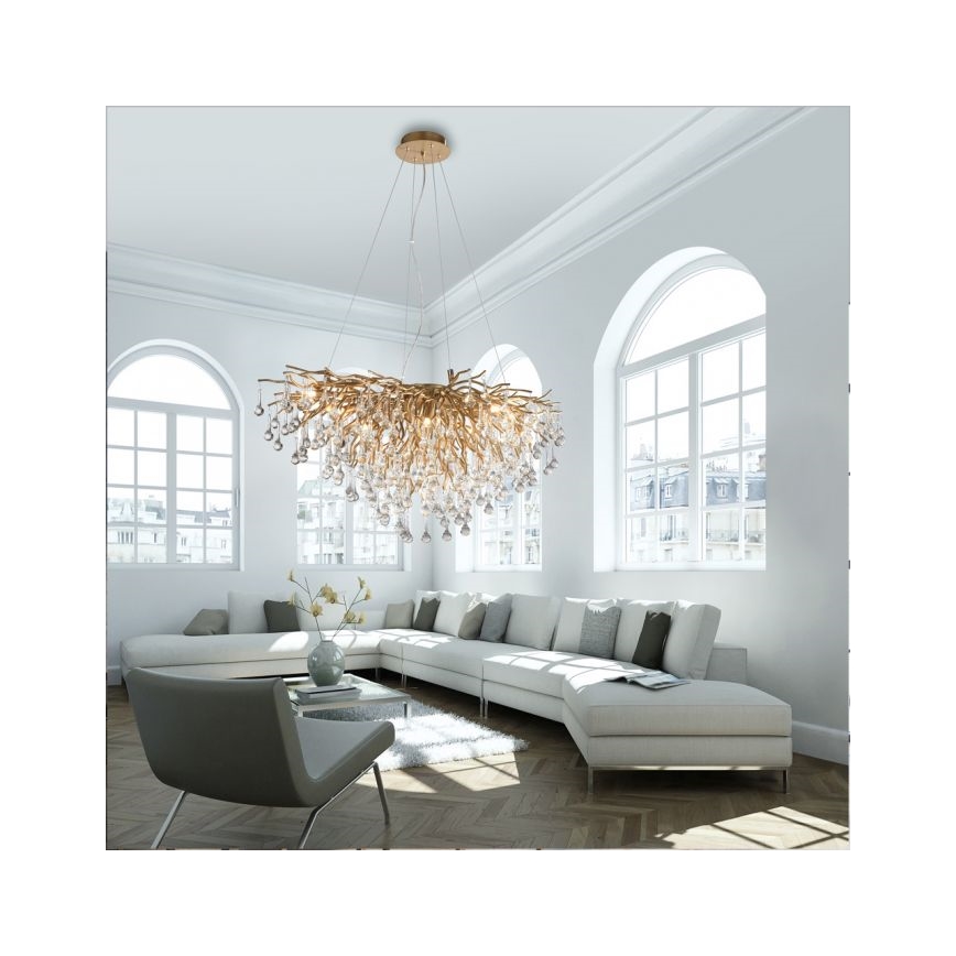 Paul Neuhaus 2192-11 - Lampadario a sospensione con filo ICICLE 10xG9/40W/230V 50x100 cm ottone