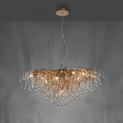 Paul Neuhaus 2192-11 - Lampadario a sospensione con filo ICICLE 10xG9/40W/230V 50x100 cm ottone