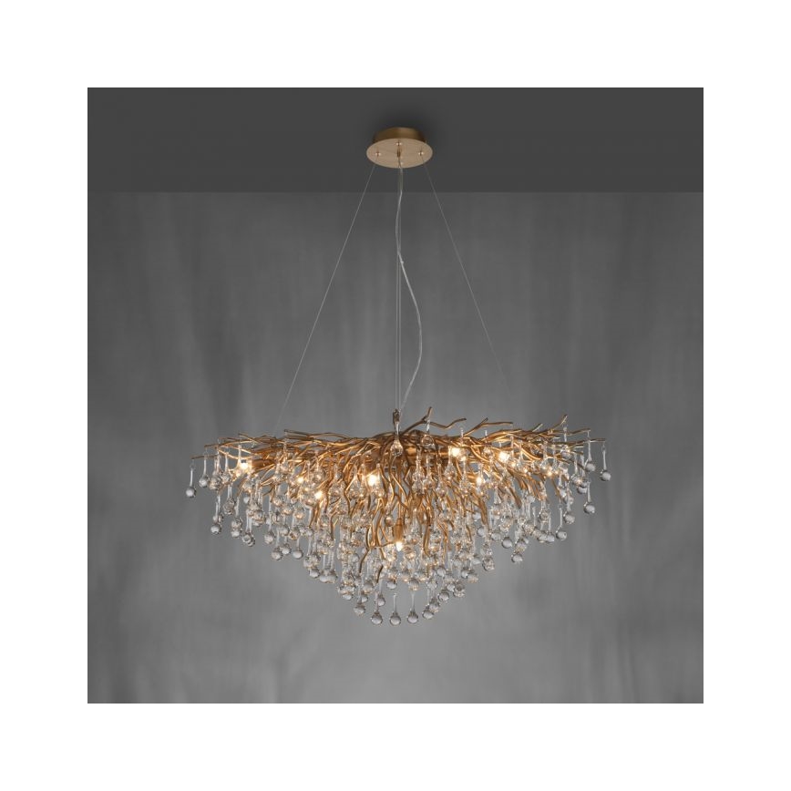 Paul Neuhaus 2192-11 - Lampadario a sospensione con filo ICICLE 10xG9/40W/230V 50x100 cm ottone