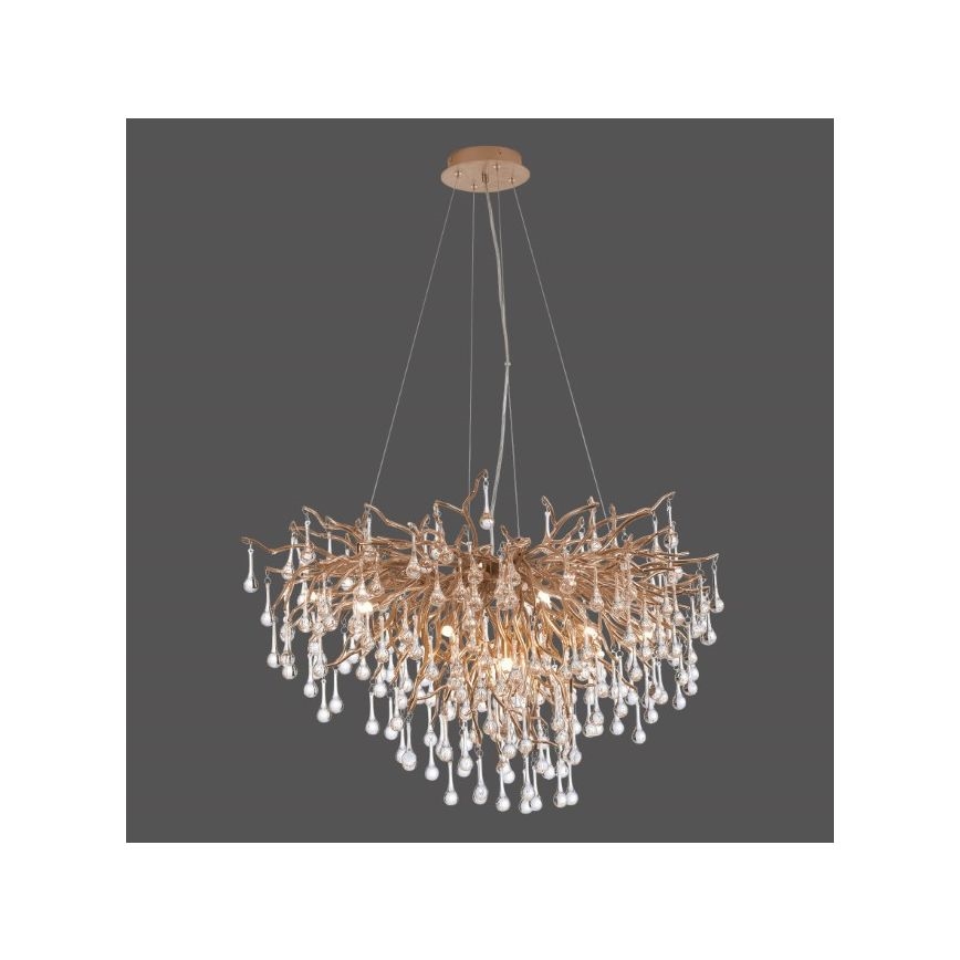 Paul Neuhaus 2192-11 - Lampadario a sospensione con filo ICICLE 10xG9/40W/230V 50x100 cm ottone