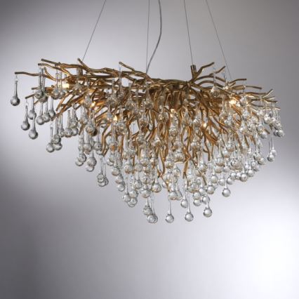 Paul Neuhaus 2192-11 - Lampadario a sospensione con filo ICICLE 10xG9/40W/230V 50x100 cm ottone