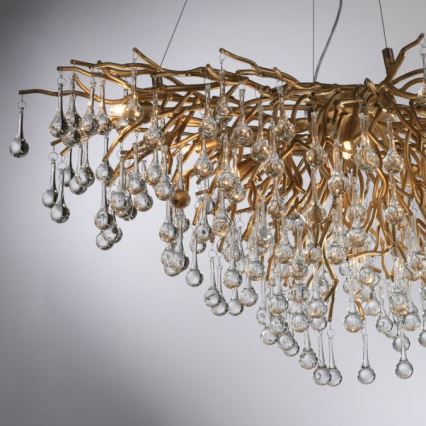 Paul Neuhaus 2192-11 - Lampadario a sospensione con filo ICICLE 10xG9/40W/230V 50x100 cm ottone