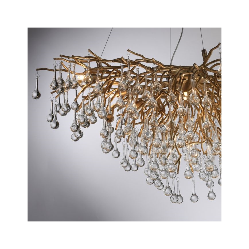 Paul Neuhaus 2192-11 - Lampadario a sospensione con filo ICICLE 10xG9/40W/230V 50x100 cm ottone