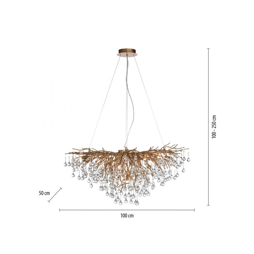 Paul Neuhaus 2192-11 - Lampadario a sospensione con filo ICICLE 10xG9/40W/230V 50x100 cm ottone