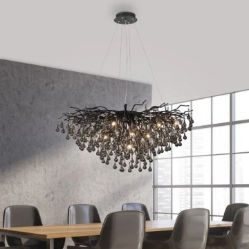 Paul Neuhaus 2192-18 - Lampadario a sospensione con cavo ICICLE 10xG9/40W/230V 50x100 cm nero