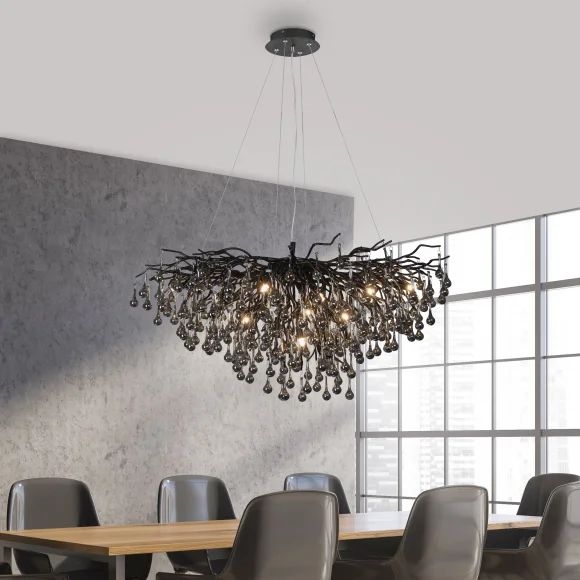 Paul Neuhaus 2192-18 - Lampadario a sospensione con cavo ICICLE 10xG9/40W/230V 50x100 cm nero