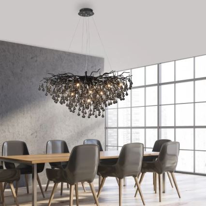Paul Neuhaus 2192-18 - Lampadario a sospensione con cavo ICICLE 10xG9/40W/230V 50x100 cm nero