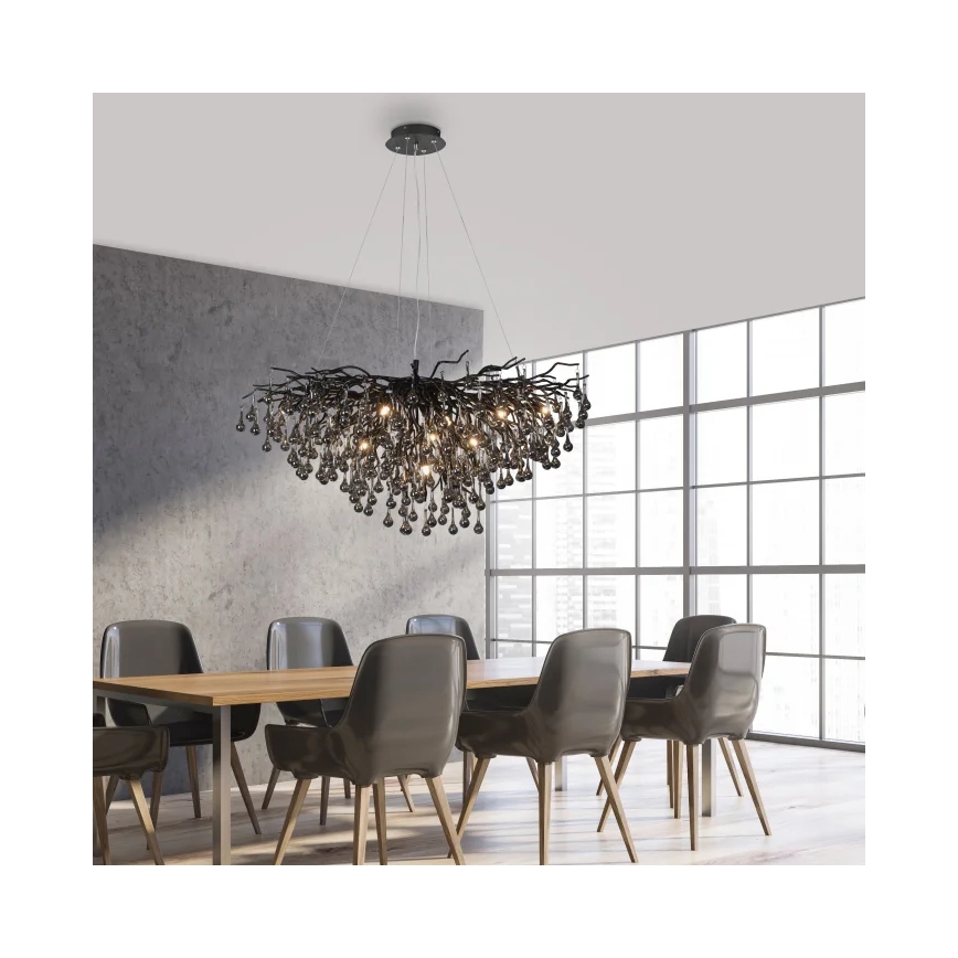 Paul Neuhaus 2192-18 - Lampadario a sospensione con cavo ICICLE 10xG9/40W/230V 50x100 cm nero