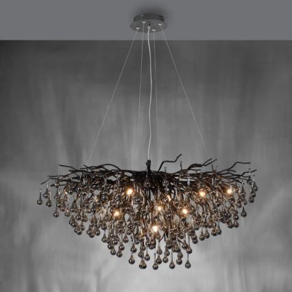 Paul Neuhaus 2192-18 - Lampadario a sospensione con cavo ICICLE 10xG9/40W/230V 50x100 cm nero