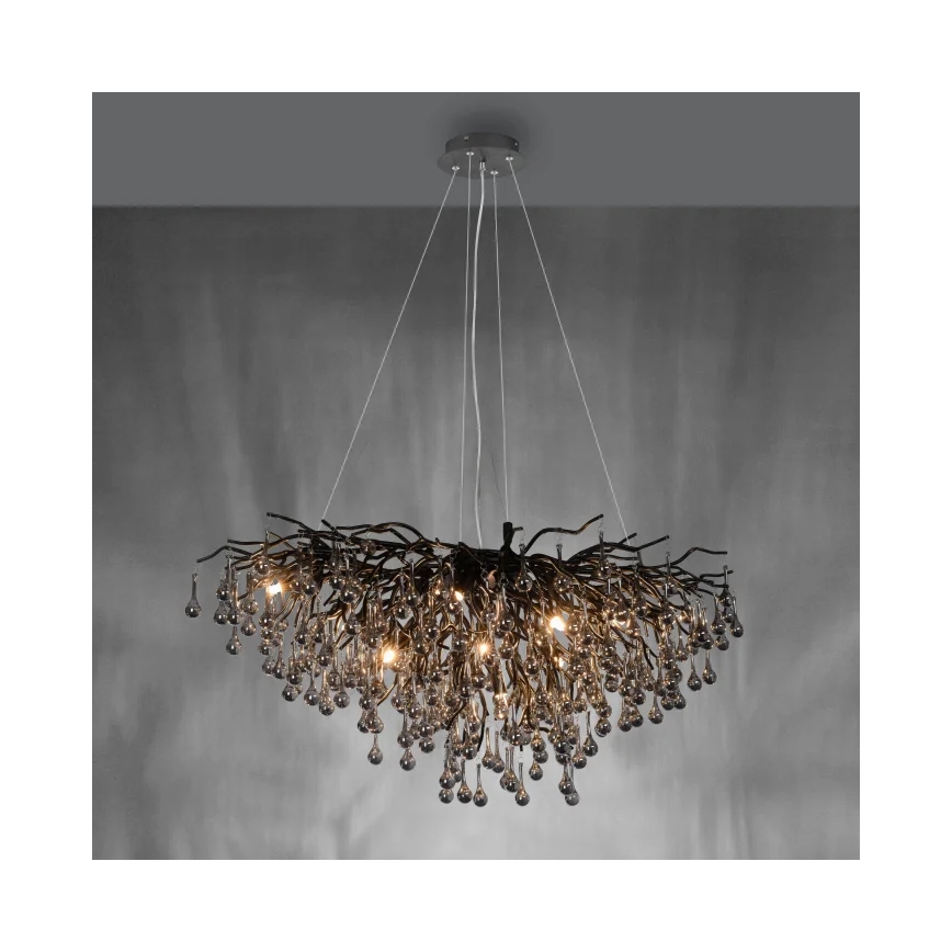 Paul Neuhaus 2192-18 - Lampadario a sospensione con cavo ICICLE 10xG9/40W/230V 50x100 cm nero