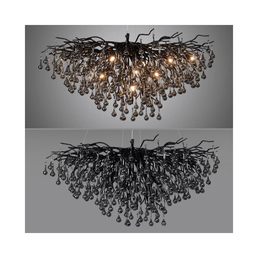 Paul Neuhaus 2192-18 - Lampadario a sospensione con cavo ICICLE 10xG9/40W/230V 50x100 cm nero