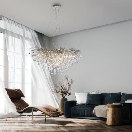 Paul Neuhaus 2192-55 - Lampadario a sospensione con filo ICICLE 10xG9/40W/230V 50x100 cm cromo lucido