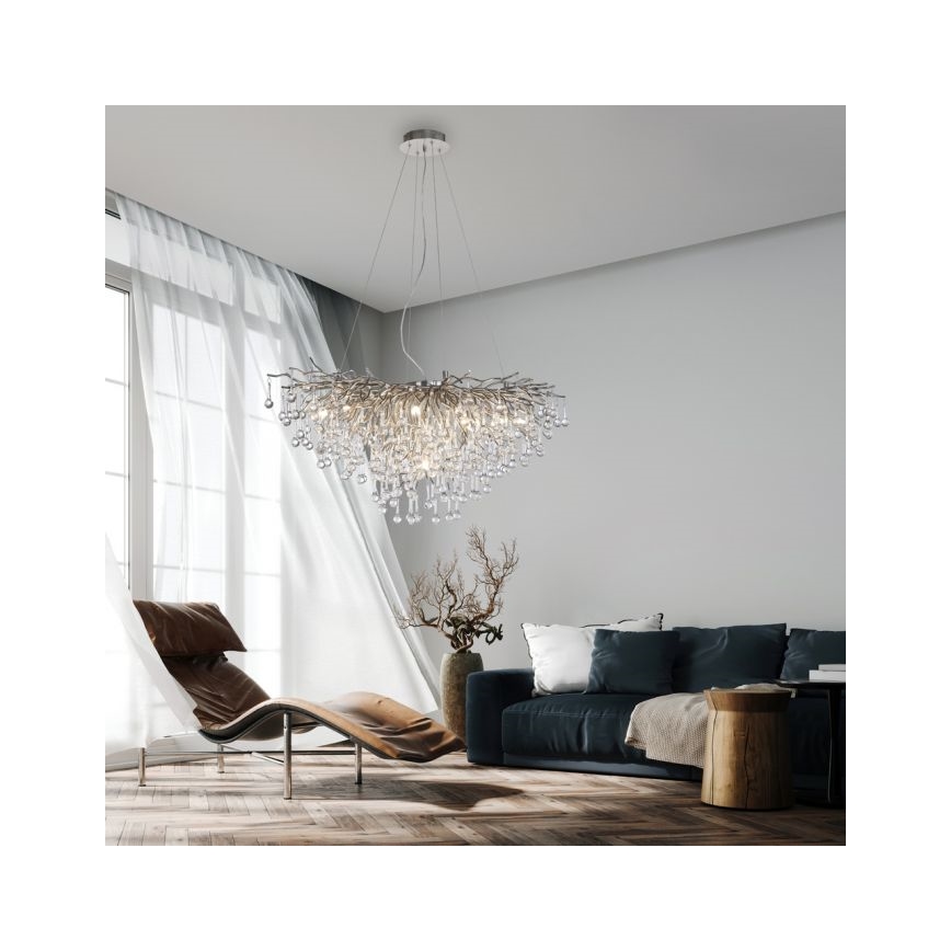 Paul Neuhaus 2192-55 - Lampadario a sospensione con filo ICICLE 10xG9/40W/230V 50x100 cm cromo lucido