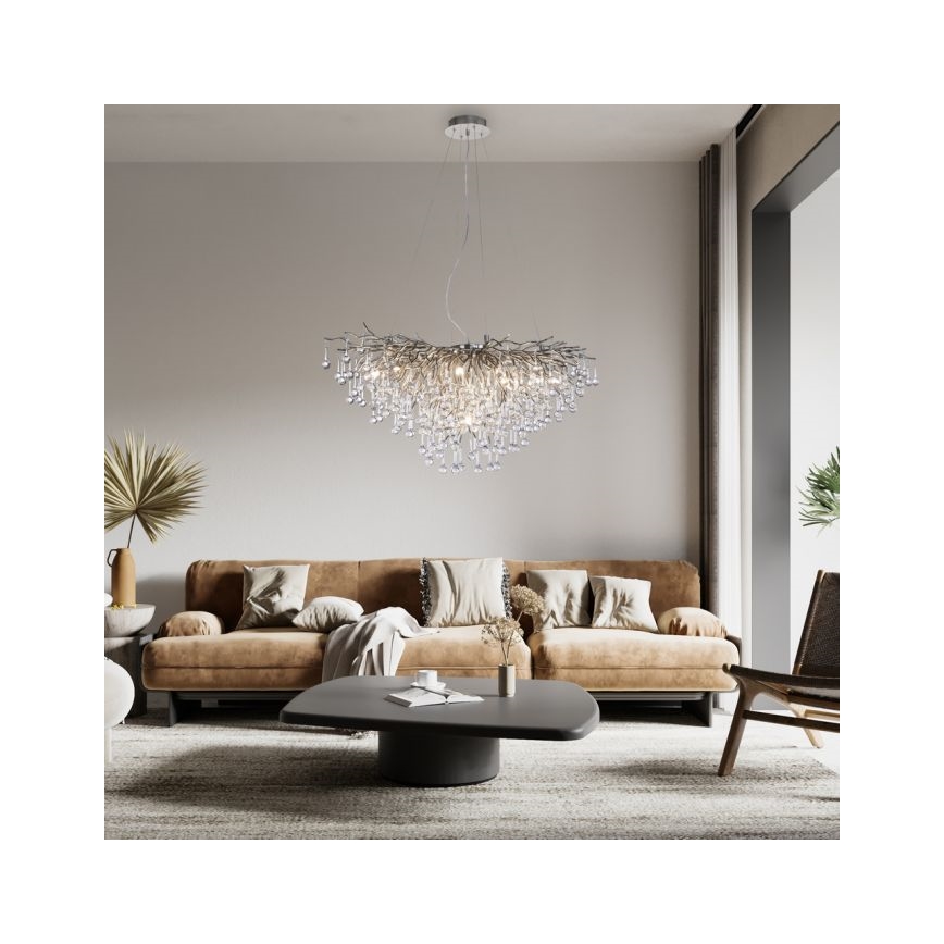 Paul Neuhaus 2192-55 - Lampadario a sospensione con filo ICICLE 10xG9/40W/230V 50x100 cm cromo lucido