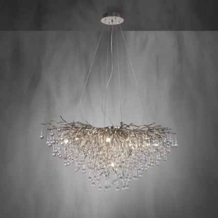 Paul Neuhaus 2192-55 - Lampadario a sospensione con filo ICICLE 10xG9/40W/230V 50x100 cm cromo lucido