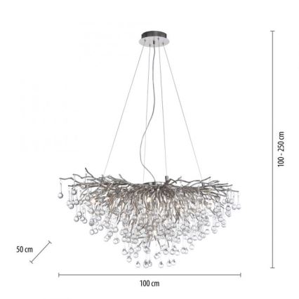 Paul Neuhaus 2192-55 - Lampadario a sospensione con filo ICICLE 10xG9/40W/230V 50x100 cm cromo lucido