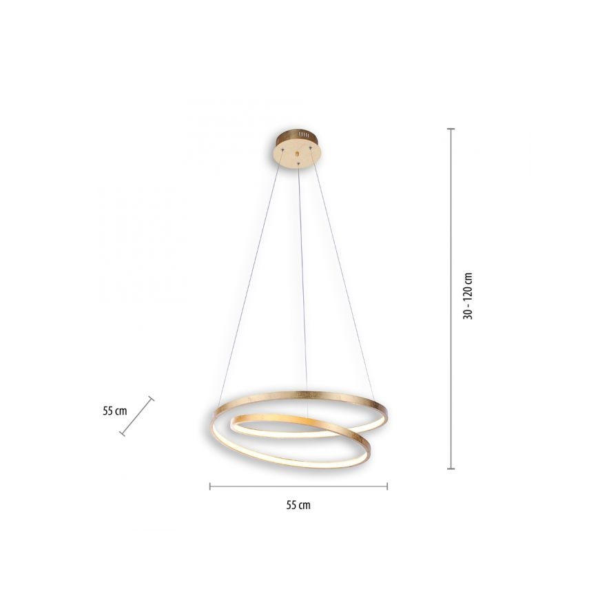 Paul Neuhaus 2472-12 - Lampadario LED dimmerabile su filo ROMAN LED/30W/230V dorato