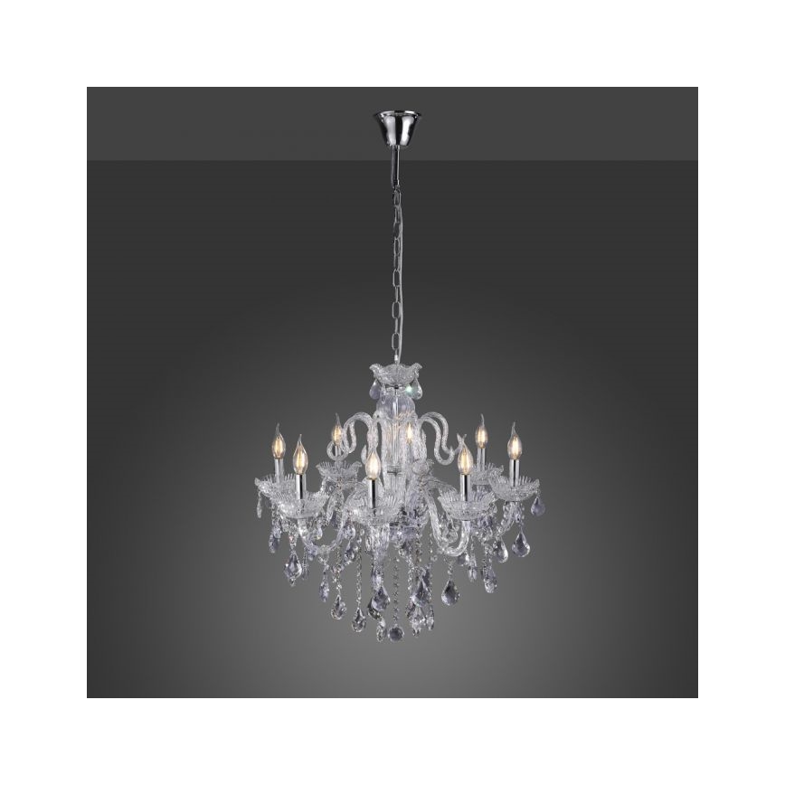 Paul Neuhaus 3081-00 - Lampadario di cristallo su catena GRACIA 8xE14/40W/230V argento