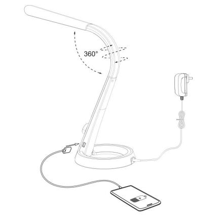 Paul Neuhaus 4591-95 - Lampada da tavolo LED RGB dimmerabile BILL LED/5,7W/230V 3000-6500K USB + LED/1,6W cromo opaco