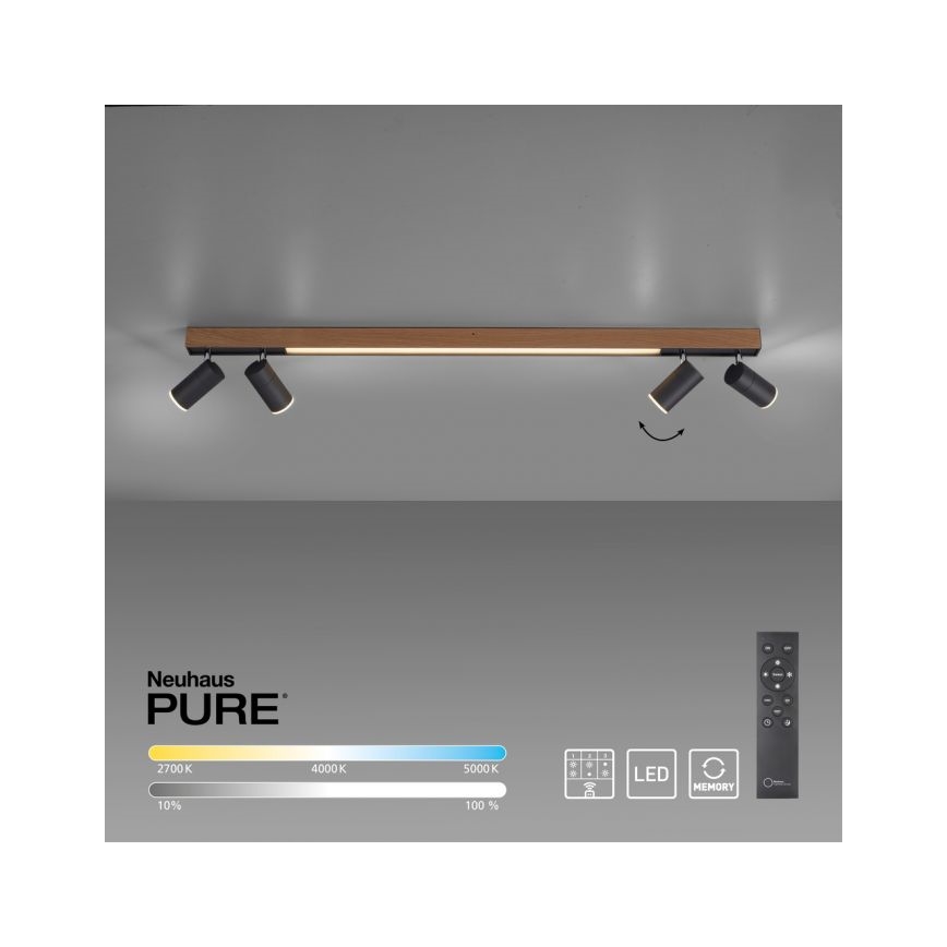 Paul Neuhaus 6121-79 - Faretto LED dimmerabile PURE 4xLED/4W/230V + LED/9W 2700-5000K + telecomando