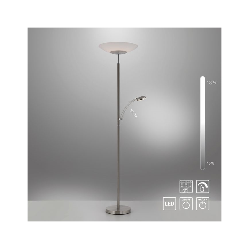 Paul Neuhaus 655-55 - Lampada da terra dimmerabile a LED ALFRED LED/28W+LED/4W/230V cromo lucido
