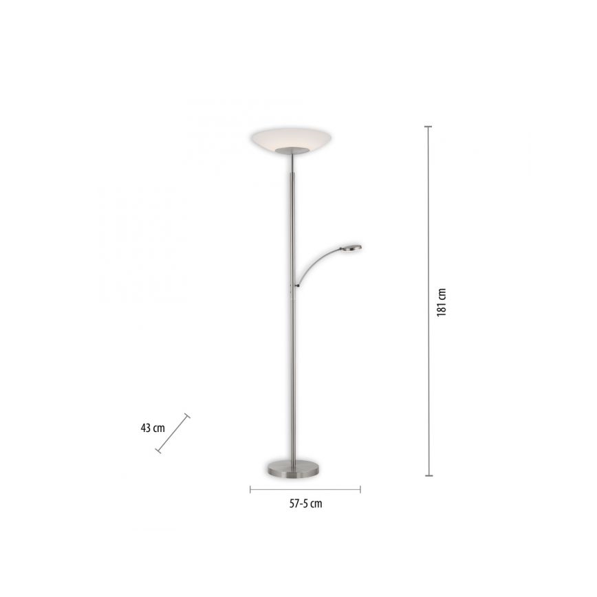 Paul Neuhaus 655-55 - Lampada da terra dimmerabile a LED ALFRED LED/28W+LED/4W/230V cromo lucido