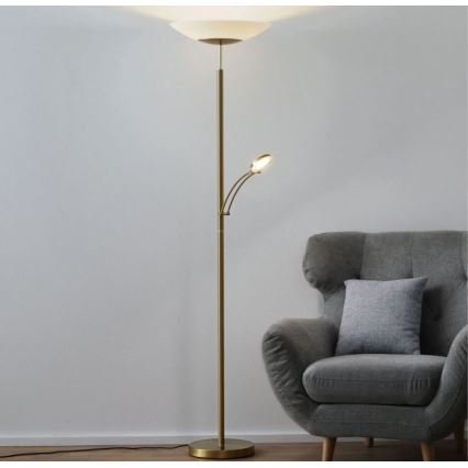 Paul Neuhaus 655-60 - Piantana LED dimmerabile ALFRED LED/28W/230V+LED/4W/230V ottone