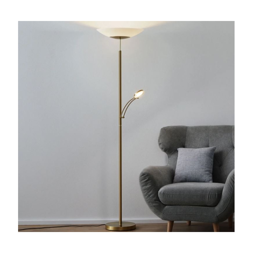 Paul Neuhaus 655-60 - Piantana LED dimmerabile ALFRED LED/28W/230V+LED/4W/230V ottone