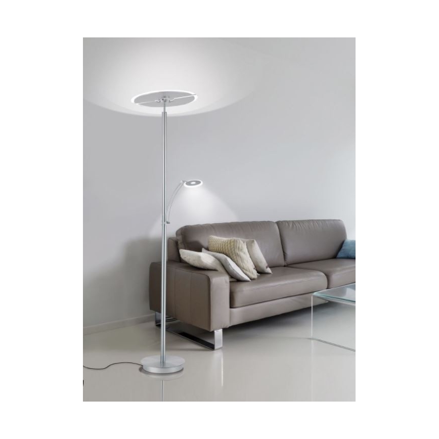 Paul Neuhaus 673-55 - Lampada da terra dimmerabile ARTUR 2xLED/21W/230V+LED/6W cromo lucido
