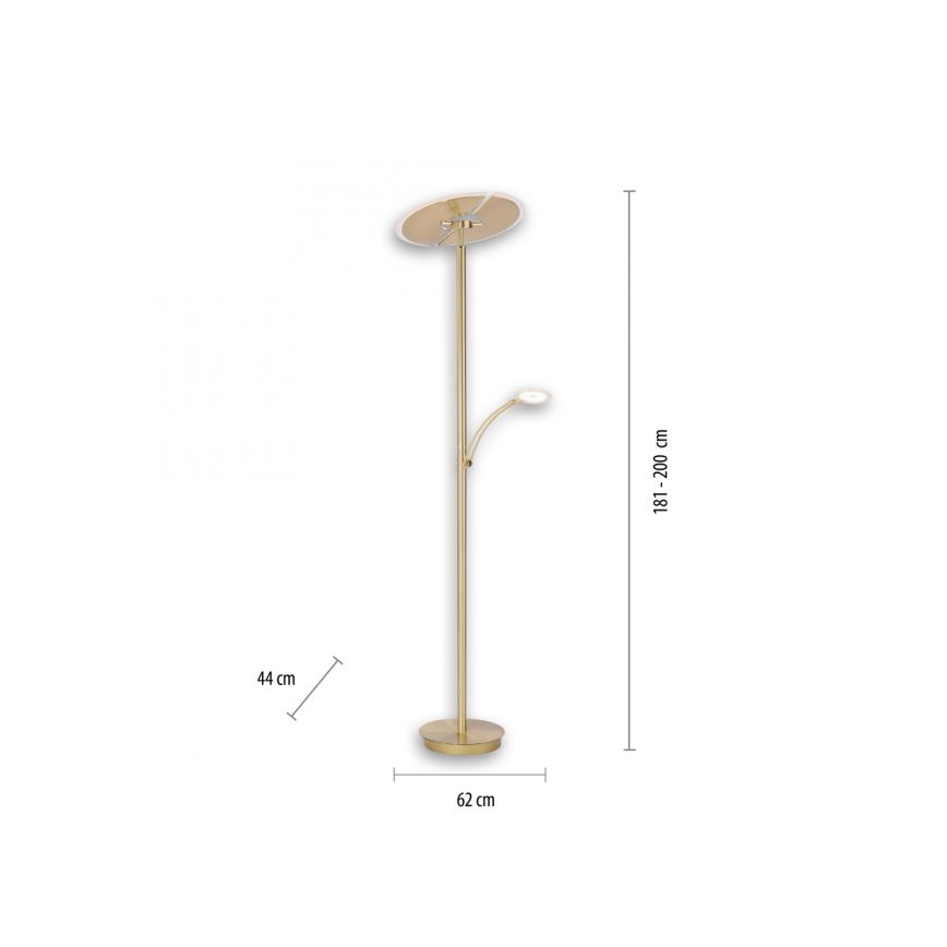 Paul Neuhaus 673-60 - Lampada da terra dimmerabile a LED ARTUR 2xLED/21W/230V+LED/6W dorata