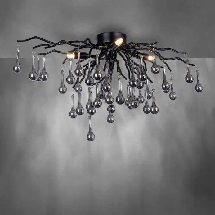 Paul Neuhaus 8090-18 - Plafoniera a montaggio superficiale ICICLE 4xG9/40W/230V 30x60 cm nero