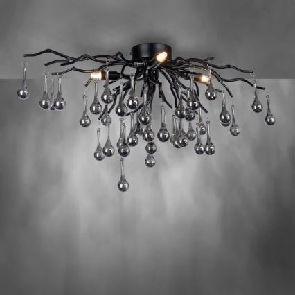 Paul Neuhaus 8090-18 - Plafoniera a montaggio superficiale ICICLE 4xG9/40W/230V 30x60 cm nero