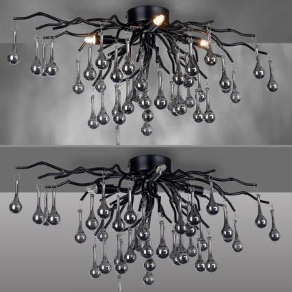 Paul Neuhaus 8090-18 - Plafoniera a montaggio superficiale ICICLE 4xG9/40W/230V 30x60 cm nero