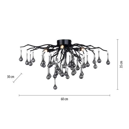 Paul Neuhaus 8090-18 - Plafoniera a montaggio superficiale ICICLE 4xG9/40W/230V 30x60 cm nero
